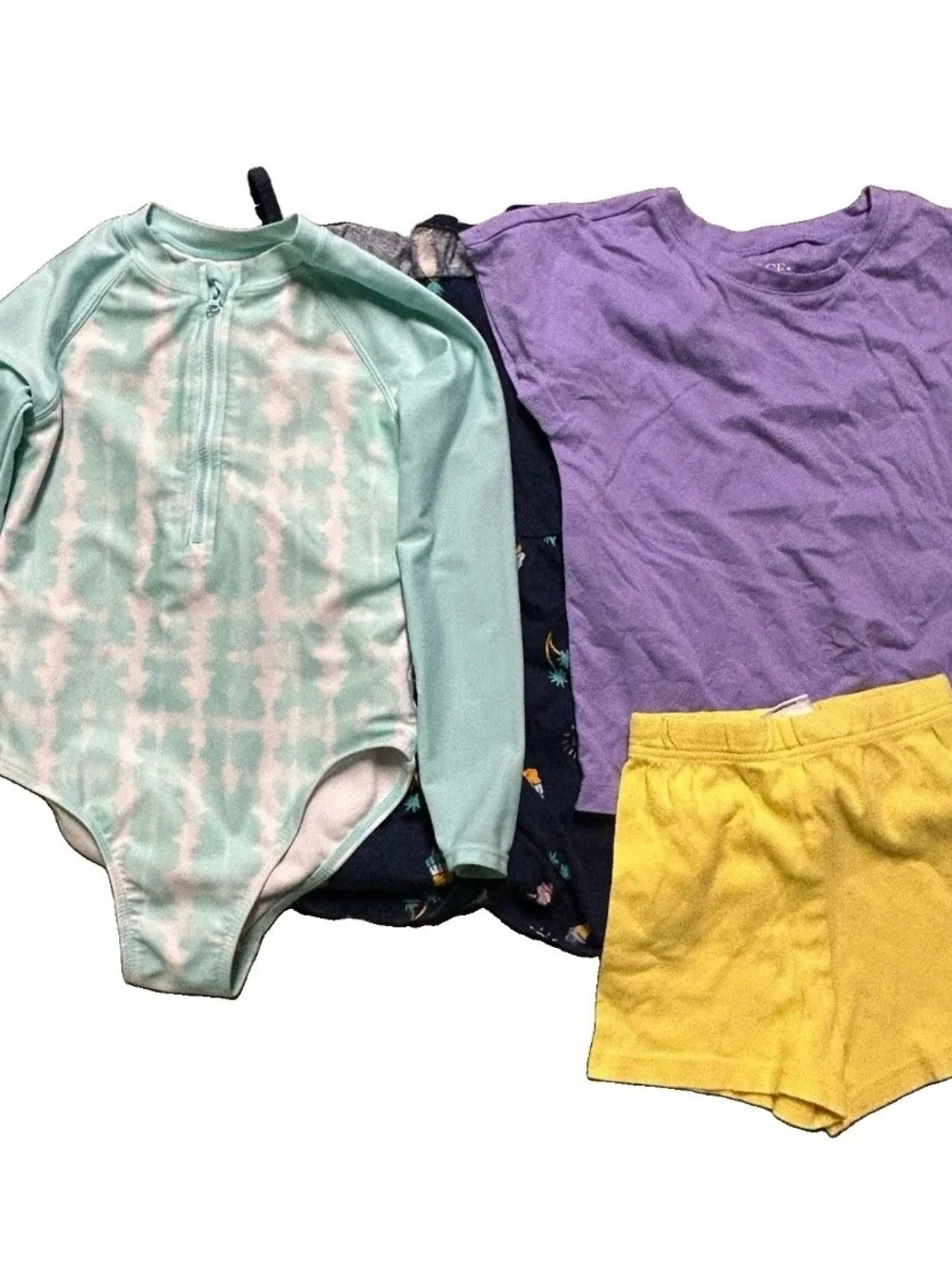 Toddler Girl Summer Long Sleeve Bathing Suit Dress T Shirt Shorts Size 5T